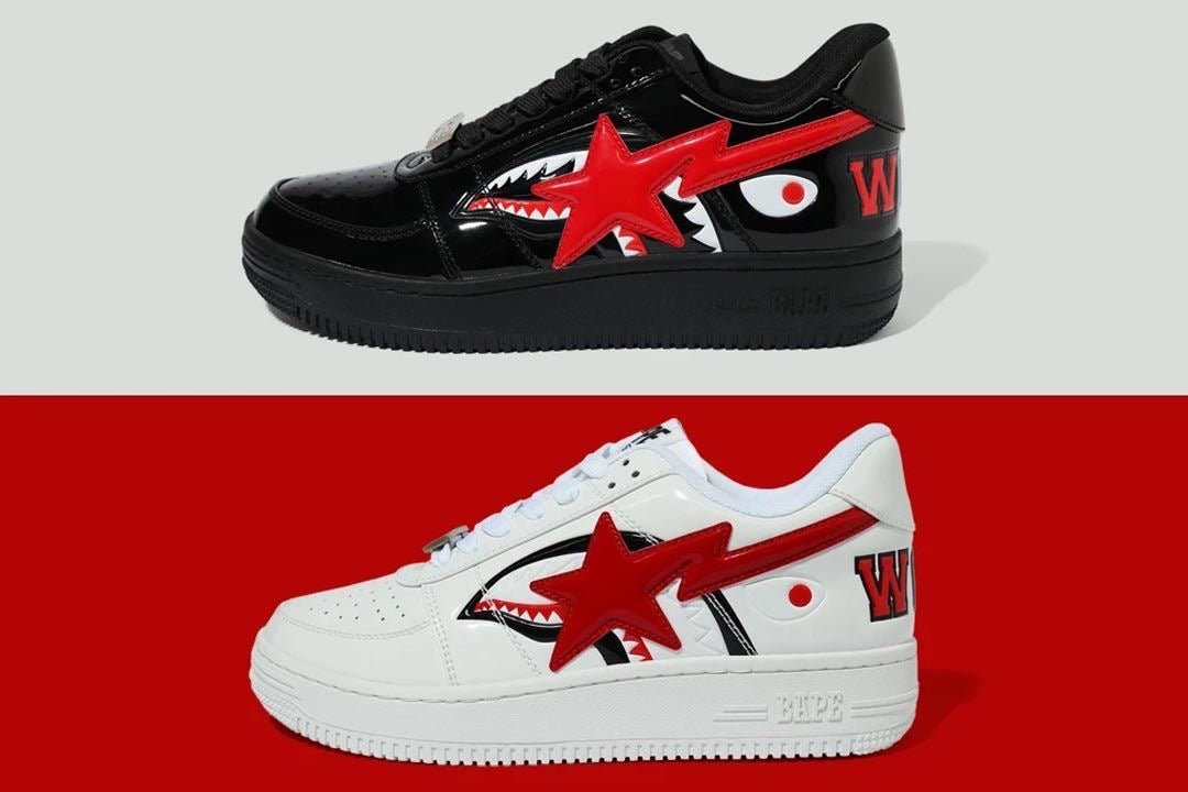 A Bathing Ape Bape Sta Low Shark Black / White